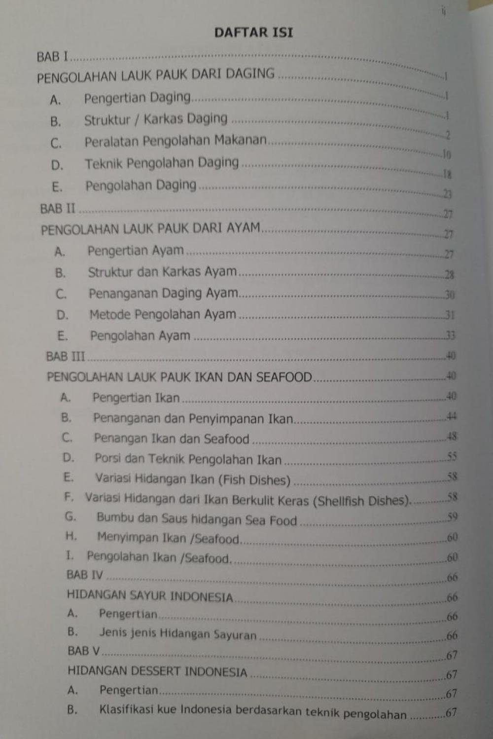 Pengetahuan dan Pengolahan Bahan Makanan Indonesia daftar isi