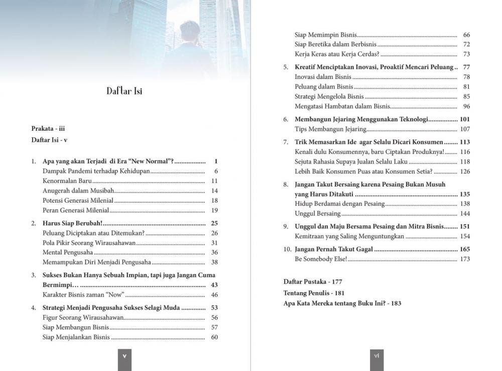 Kewirausahaan Milenial Edisi  daftar isi
