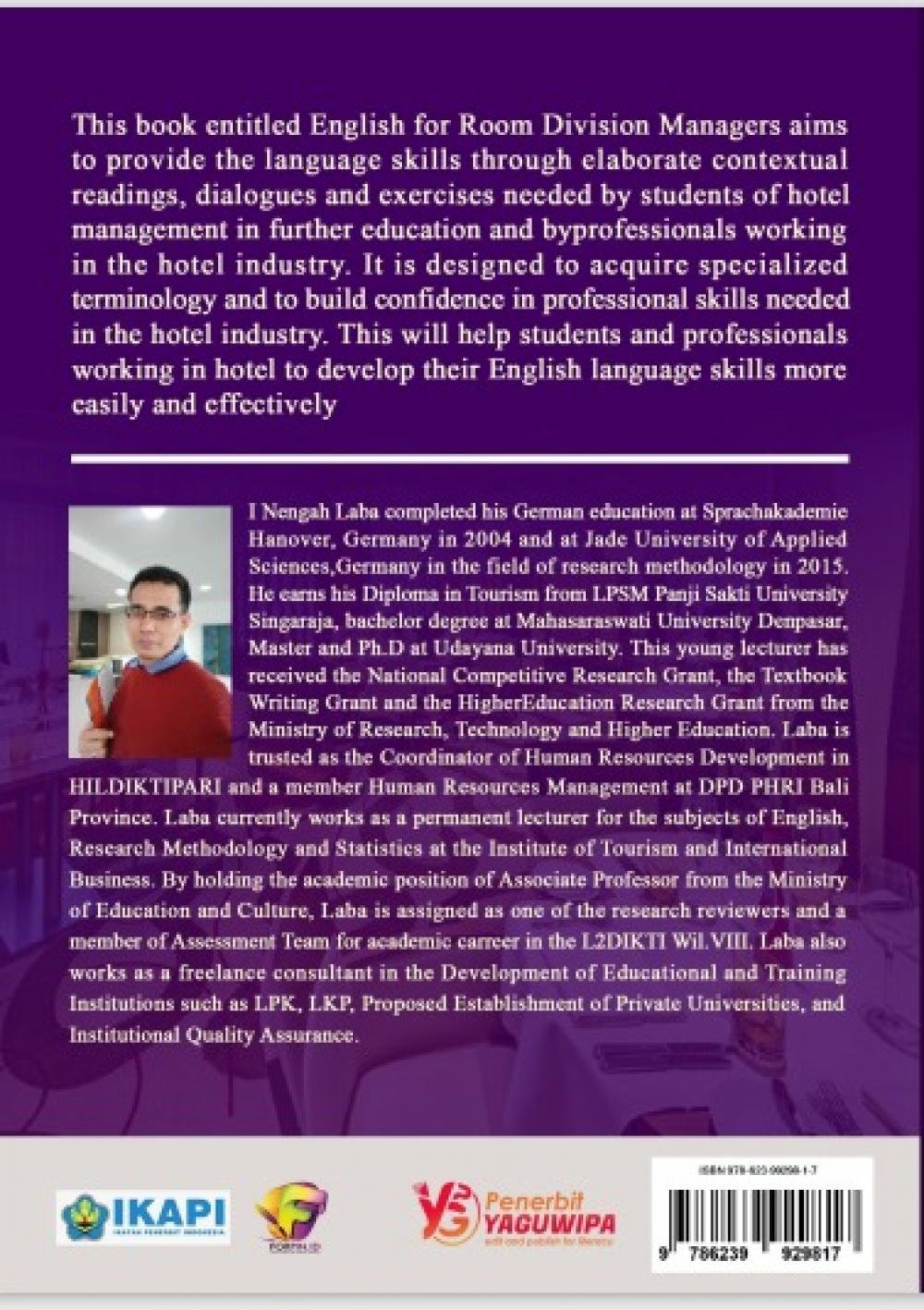 English for Room Division Managers cover belakang